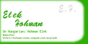 elek hohman business card